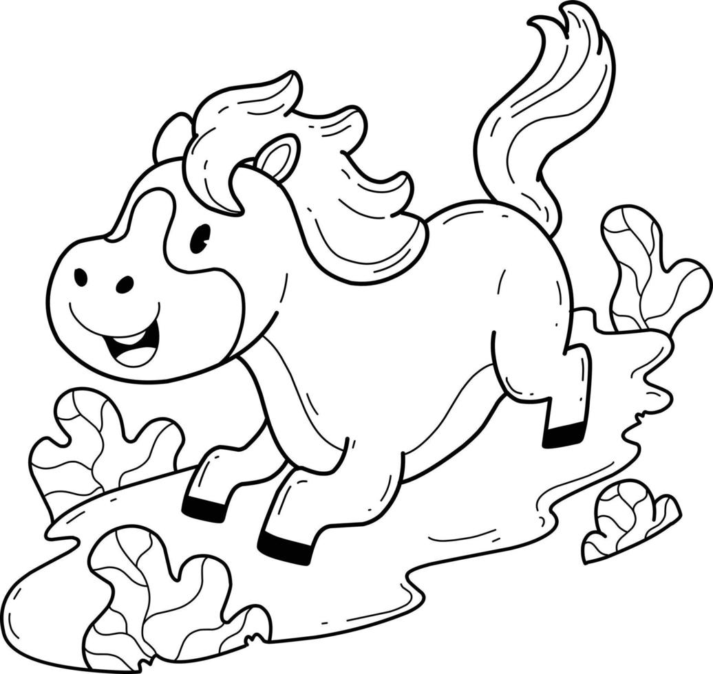 dieren kleurboek alfabet. geïsoleerd op een witte achtergrond. vector cartoon paard.