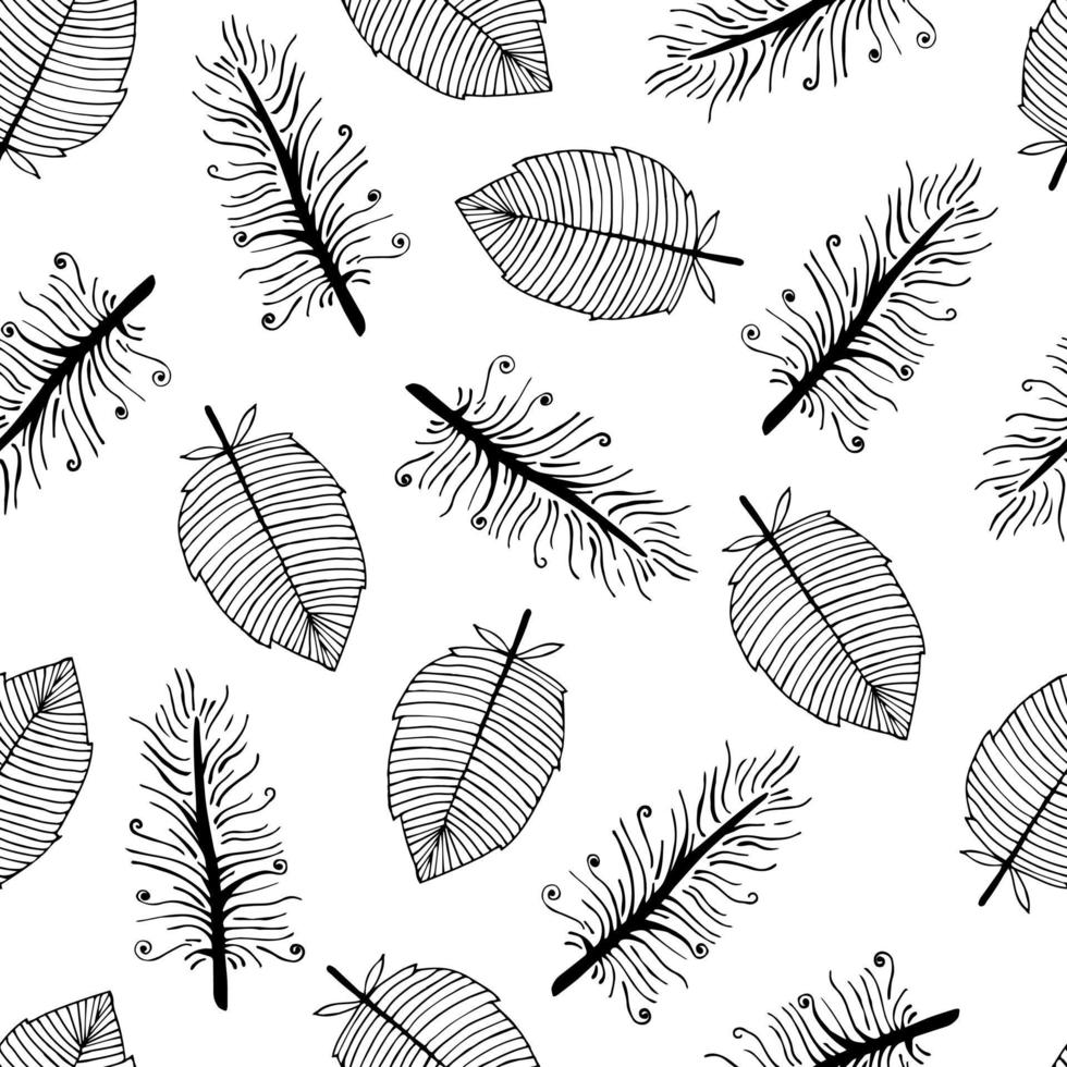 naadloos vectorpatroon met takken en bladeren van planten. abstracte botanische elementen op een witte achtergrond. monochroom botanisch ornament voor textiel, design, verpakking. handgetekende zwarte doodle vector