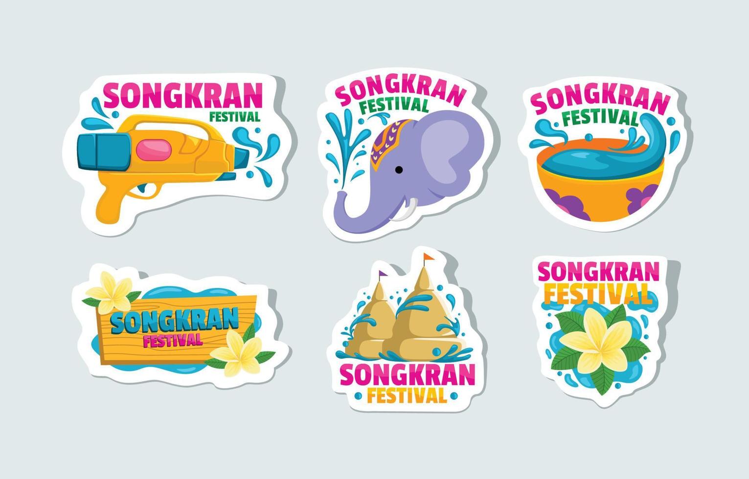 songkran waterfestival sticker vector