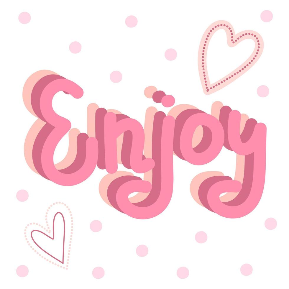 girly harten clipart met geniet van belettering vectorillustratie vector