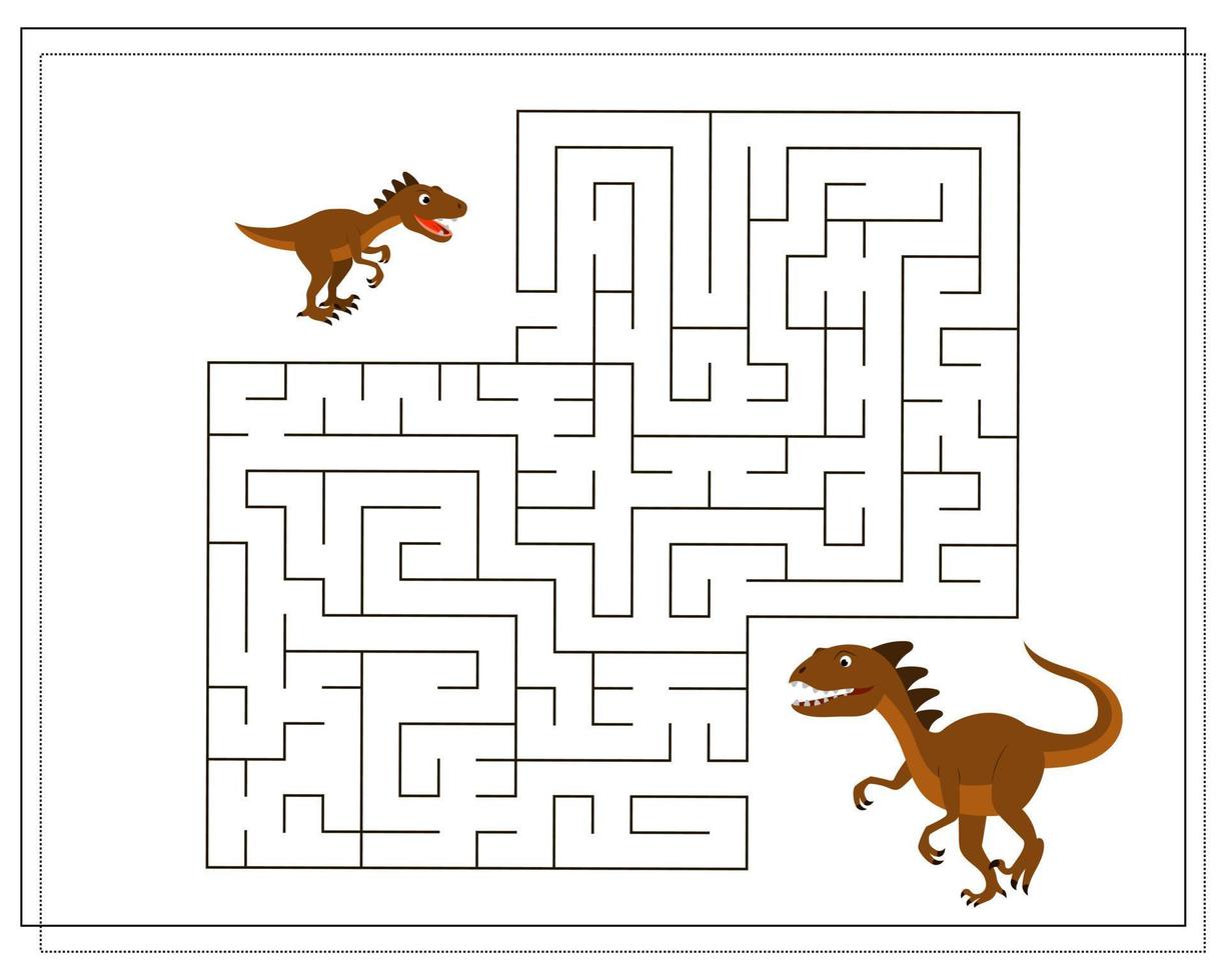 logisch spel voor kinderen ga door het doolhof. help de babydinosaurus om het doolhof te passeren, dinosaurussen. vector