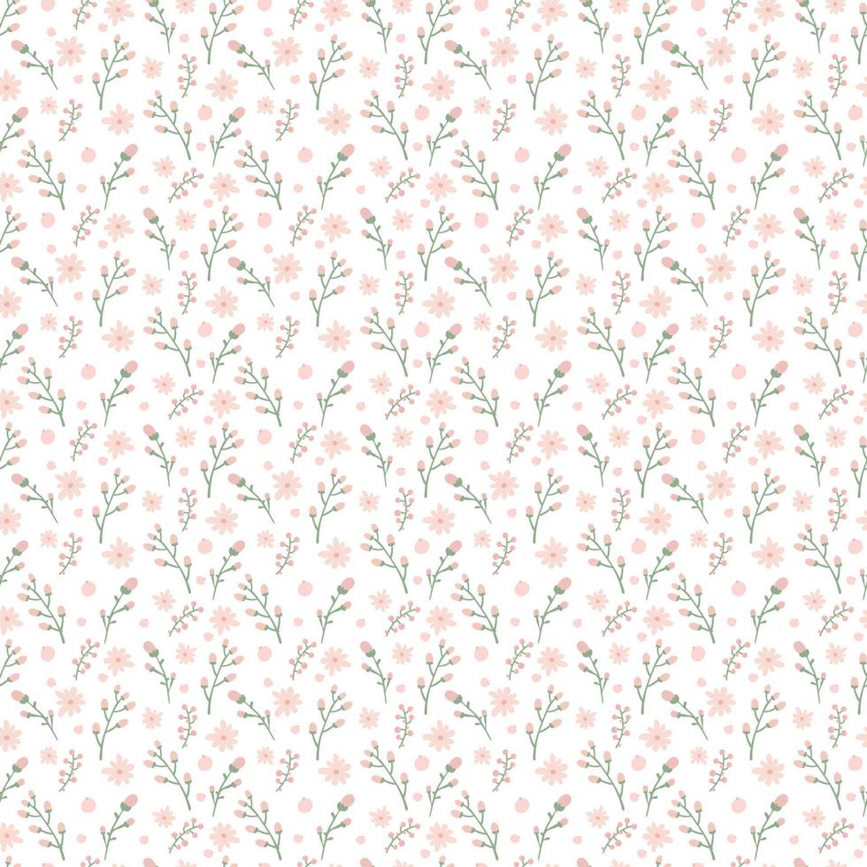 bloemenpatroon. zachte kleine bloemen op een witte achtergrond. bedrukking met kleine roze bloemen. ditsy print. delicate elegante bloemsjabloon voor modieuze printers vector