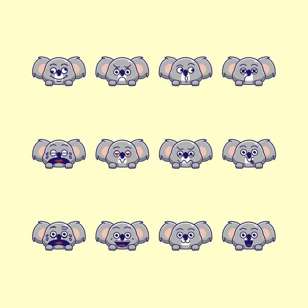 schattige koala emoticon emoji bundel vector