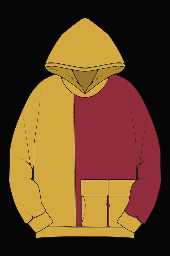 hoodie oversized jas kleuren tekening vector, hoodie jas oversized, trainers sjabloon hoodie jas, vectorillustratie. vector