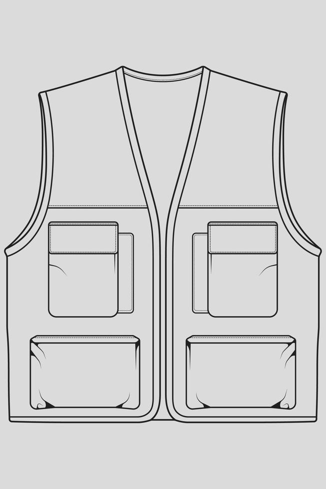 borst vest zak overzicht tekening vector, borst vest zak in een schets stijl, trainers sjabloon overzicht, vectorillustratie. vector