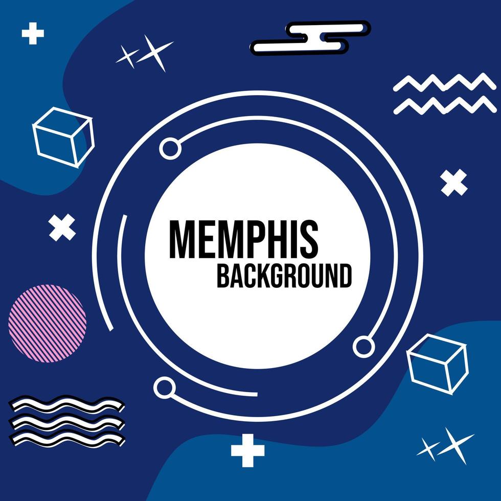 creatief ontwerp, op een blauwe geometrische achtergrond van memphis. sjablonen voor sociale media vector