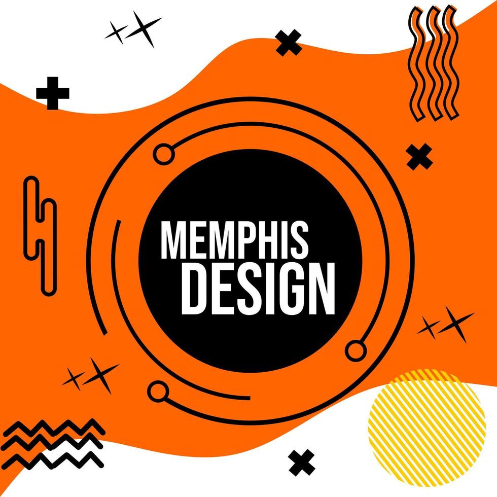 memphis gestileerde oranje vierkante achtergrond. voor modern en trendy social media design vector