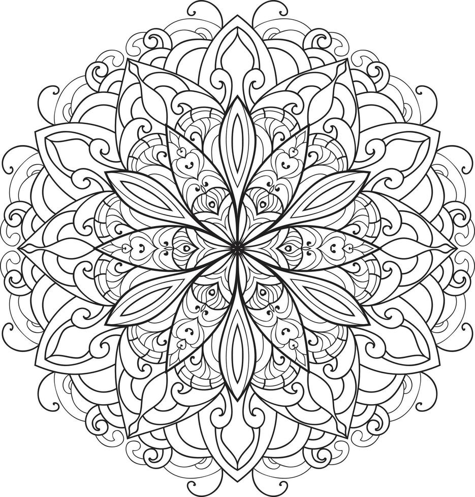 bloem mandala in zwarte en witte achtergrond gratis vector