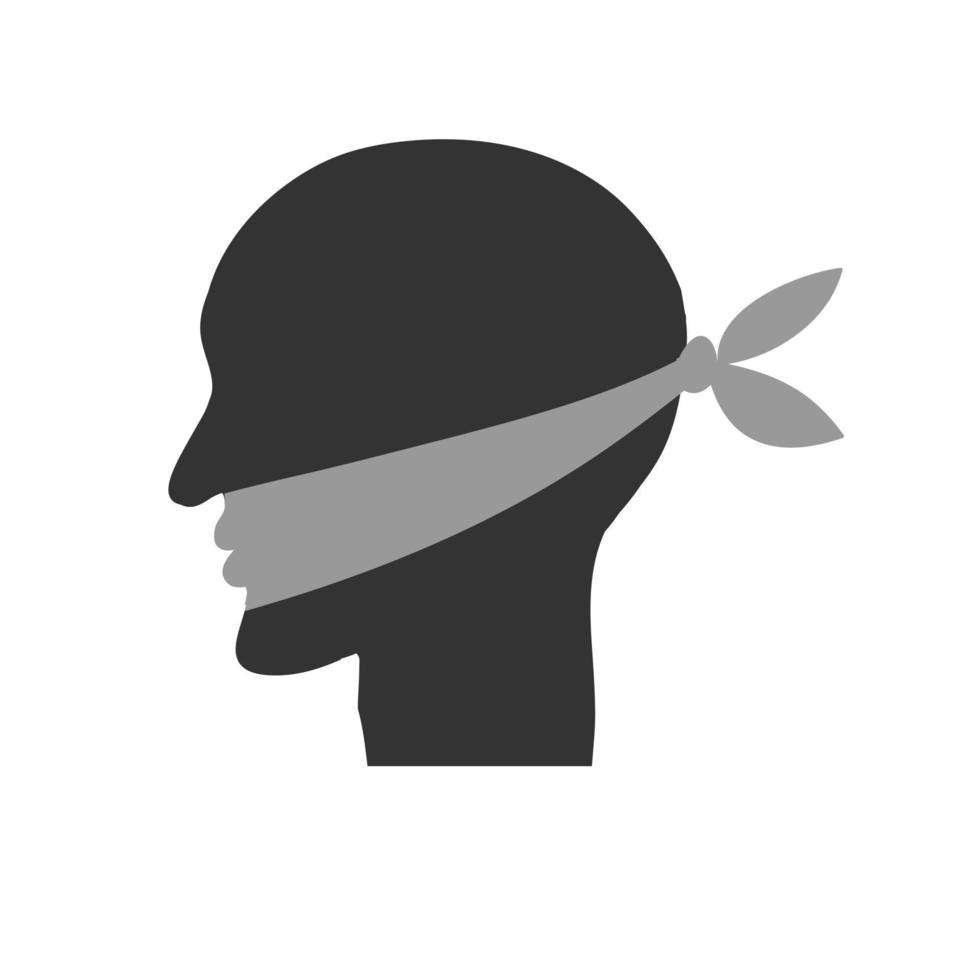 silhouet van het hoofd van een man met een blinddoek vector