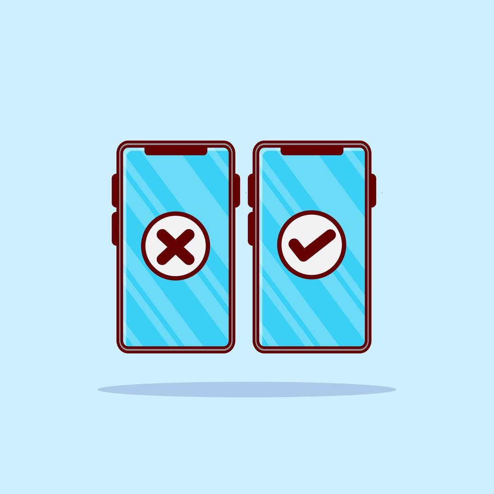 accepteer en weiger telefoonpictogram cartoon afbeelding vector