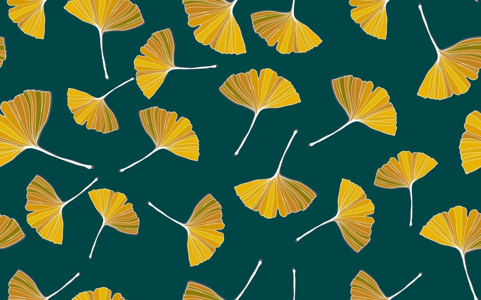 vector banner van ginkgo biloba blad. inkt lijn kunst ontwerp. ginkgo biloba bladeren. naadloos patroon.