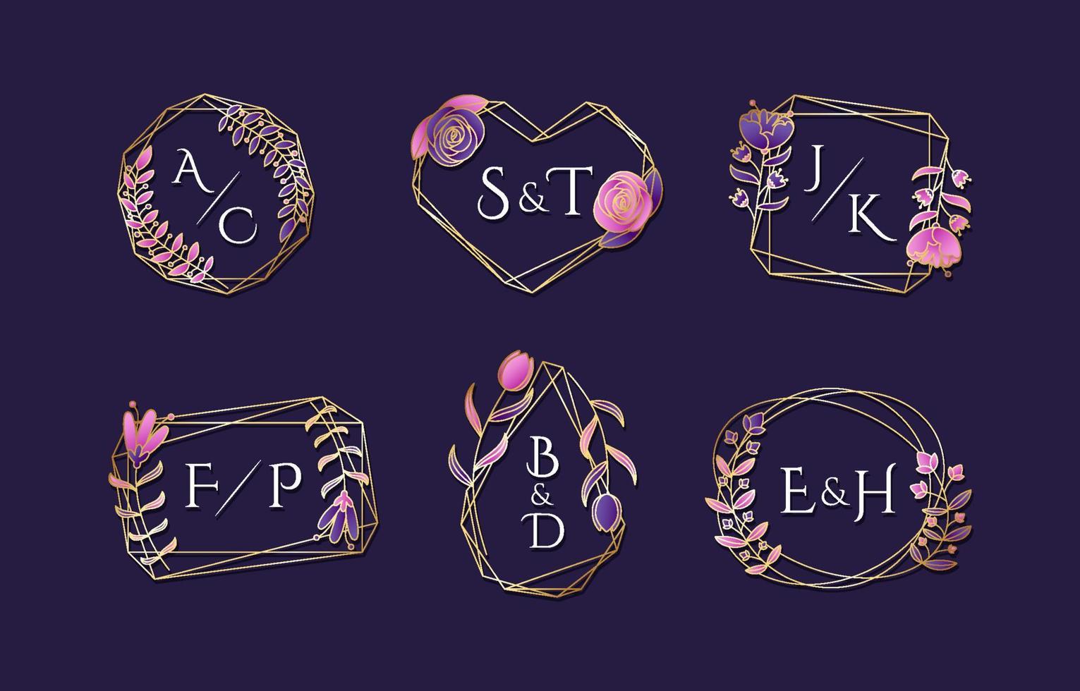 elegante bruiloft monogram set sjabloon vector