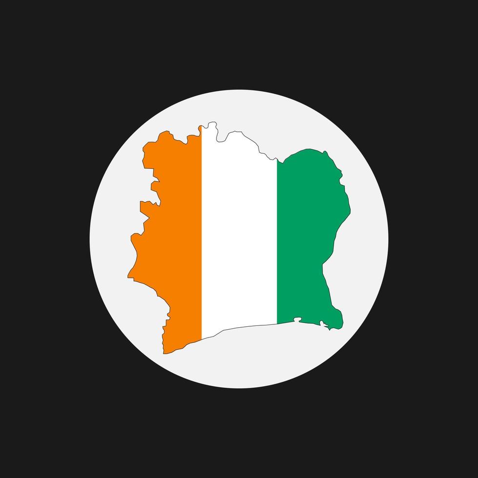 Ivoorkust kaart silhouet met vlag op witte achtergrond vector