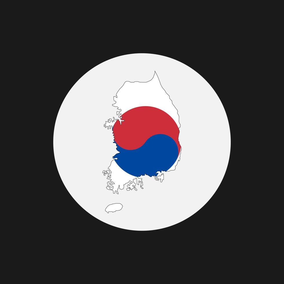 Zuid-Korea kaart silhouet met vlag op witte achtergrond vector