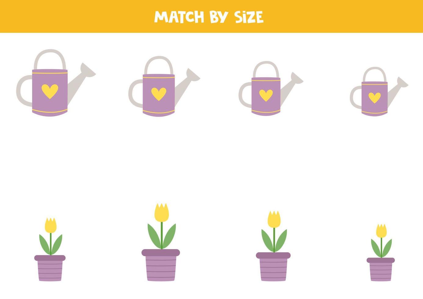 matching game voor voorschoolse kinderen. match gieters en bloemen op maat. vector