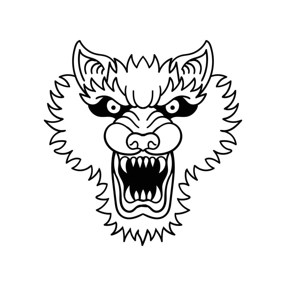 handgetekende wolf vintage doodle illustratie voor tattoo stickers poster enz vector