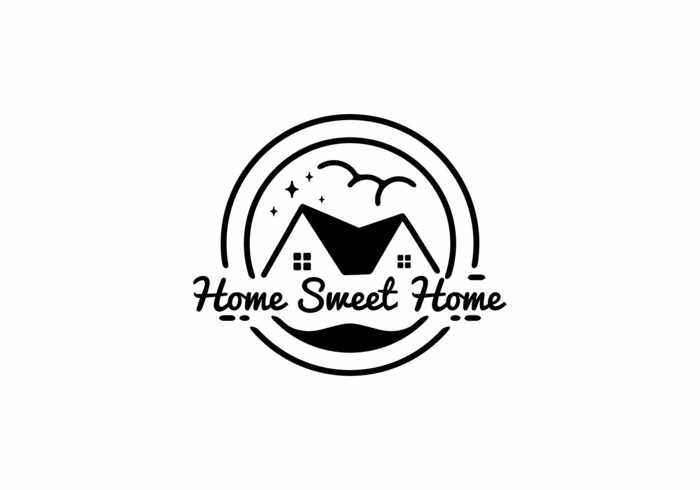 home sweet home zwarte lijn kunst illustratie vector