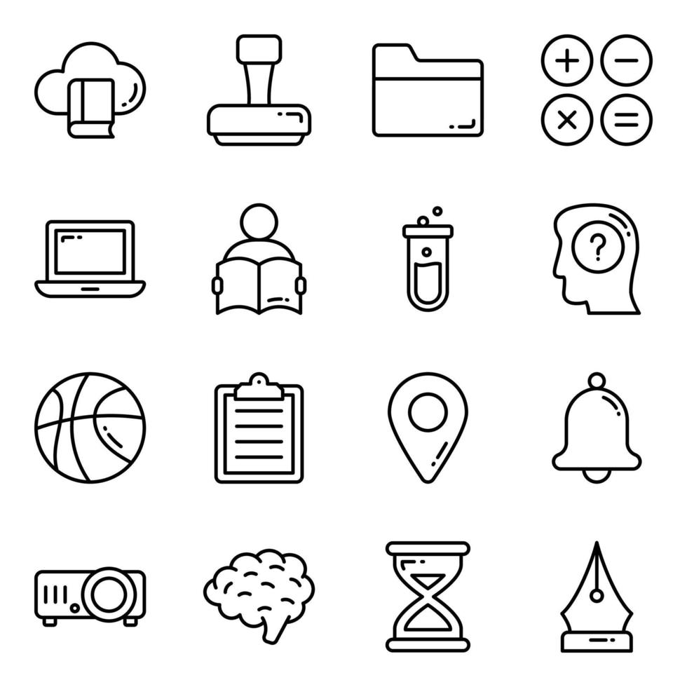 onderwijs vector iconen set, in plat ontwerp onderwijs, school, verzameling van moderne pictogrammen en universiteit met elementen voor mobiele concepten en web apps.