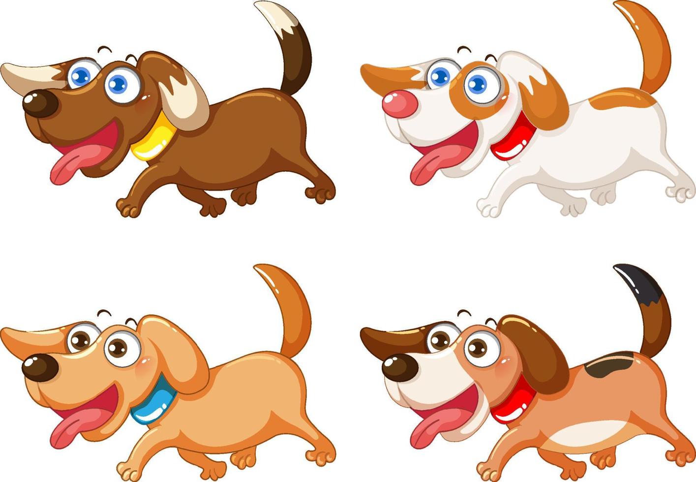 set van schattige hond stripfiguur vector