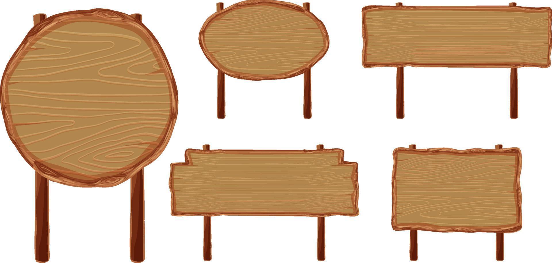 set van verschillende houten bordjes vector