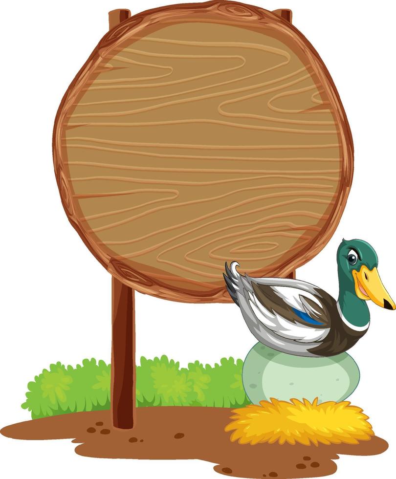 leeg rond houten bord met dier vector