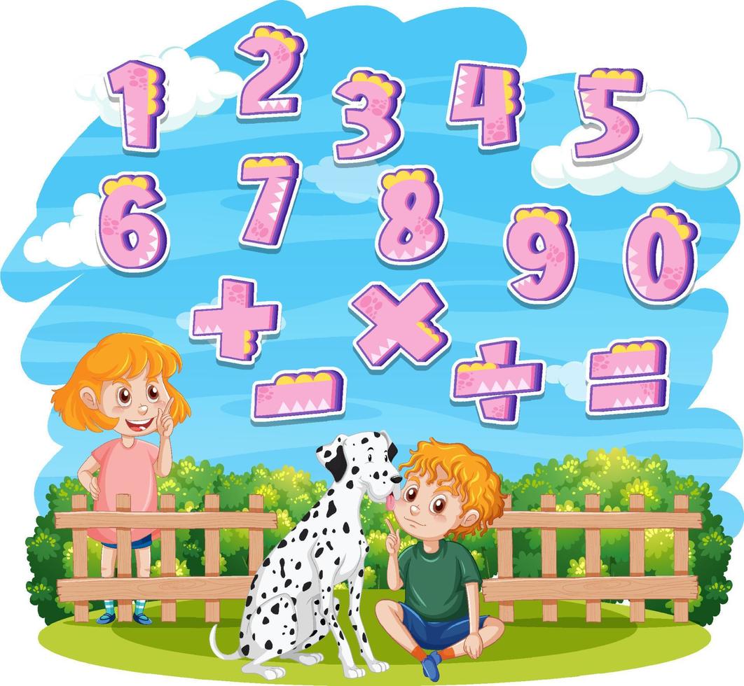 nummer 0 tot 9 tellen en wiskundige symbolen vector
