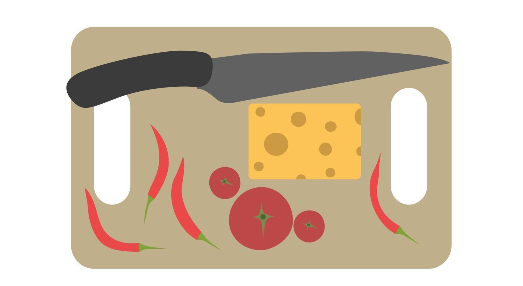 bord hakken snijden vector voedsel keuken koken houten mes illustratie koken tafel groenten restaurant