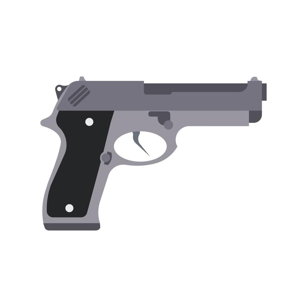 pistool geïsoleerde vector silhouet illustratie pistool wit wapen pictogram. man hand geweer achtergrond ontwerp zwart
