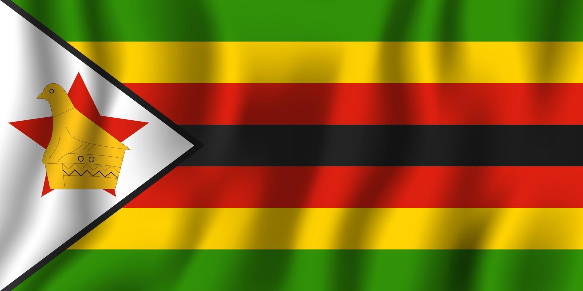 Zimbabwe realistische wapperende vlag vectorillustratie. nationale land achtergrond symbool. Onafhankelijkheidsdag vector