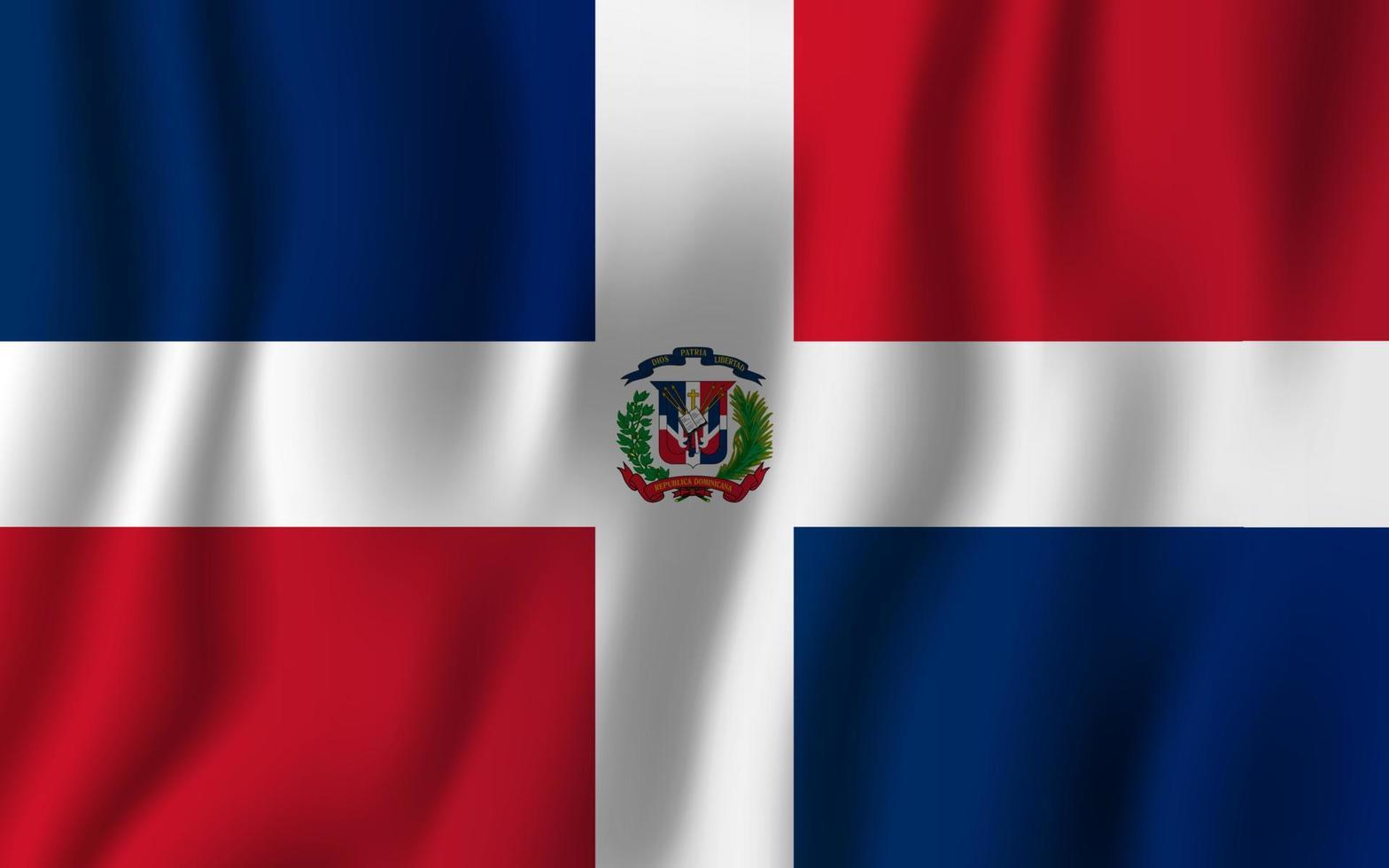 Dominicaanse Republiek realistische wapperende vlag vectorillustratie. nationale land achtergrond symbool. Onafhankelijkheidsdag vector