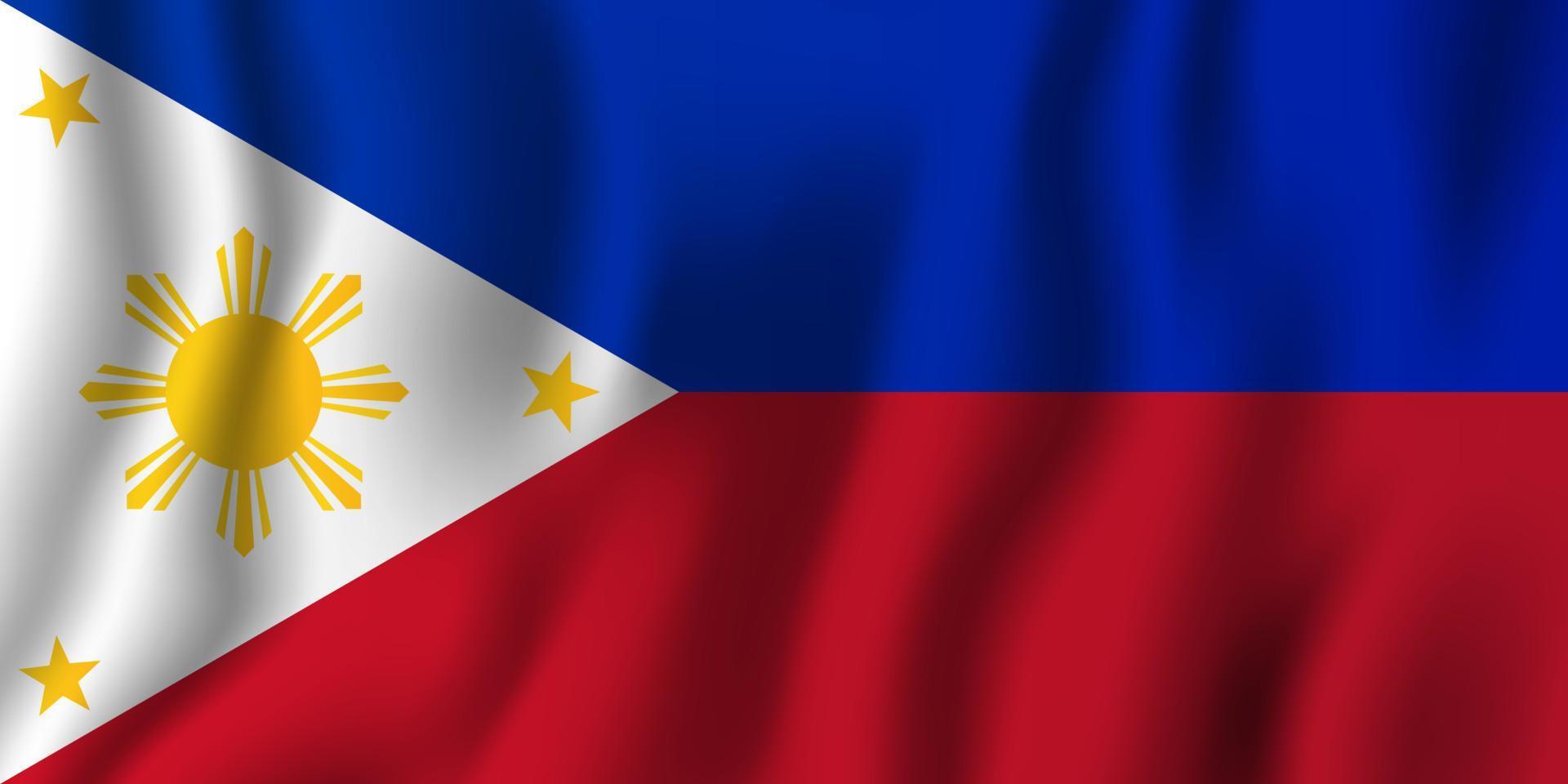 Filipijnen realistische wapperende vlag vectorillustratie. nationale land achtergrond symbool. Onafhankelijkheidsdag vector