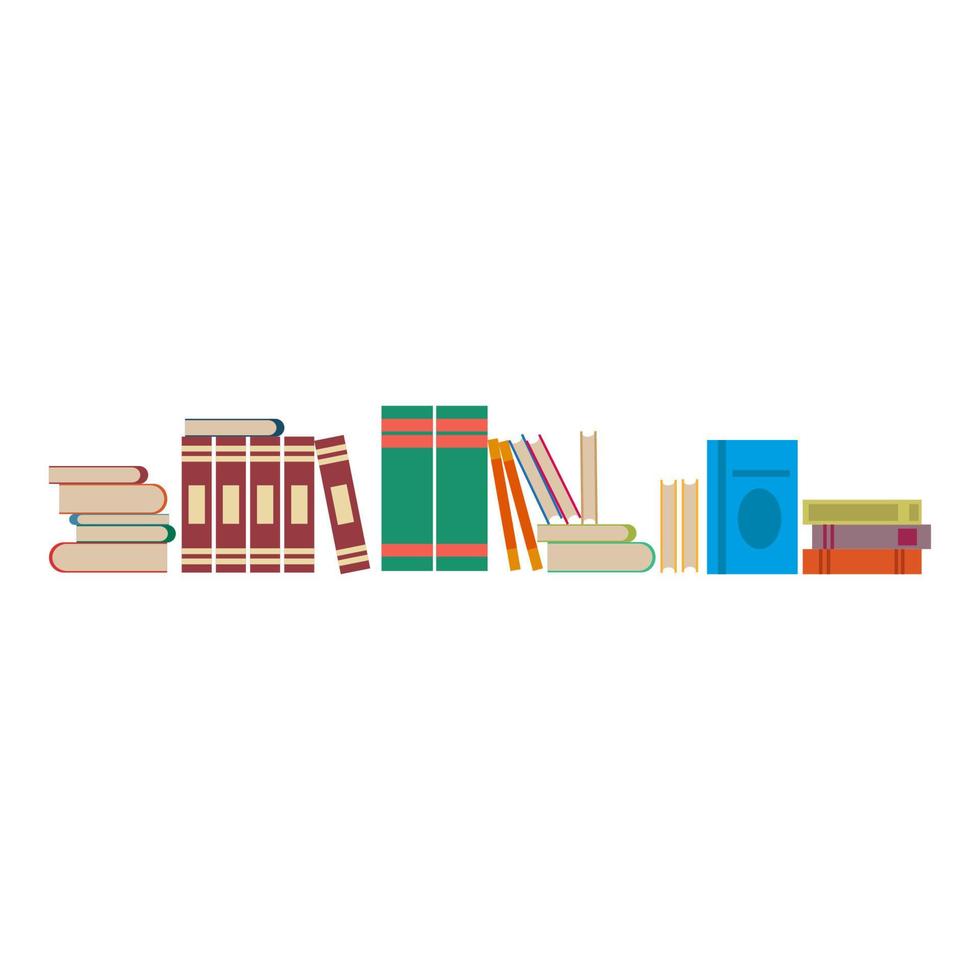 bibliotheek boeken vector afbeelding achtergrond. platte plank literatuur onderwijs studie ontwerp. school boekenkast pictogram universiteit boekenplank leren