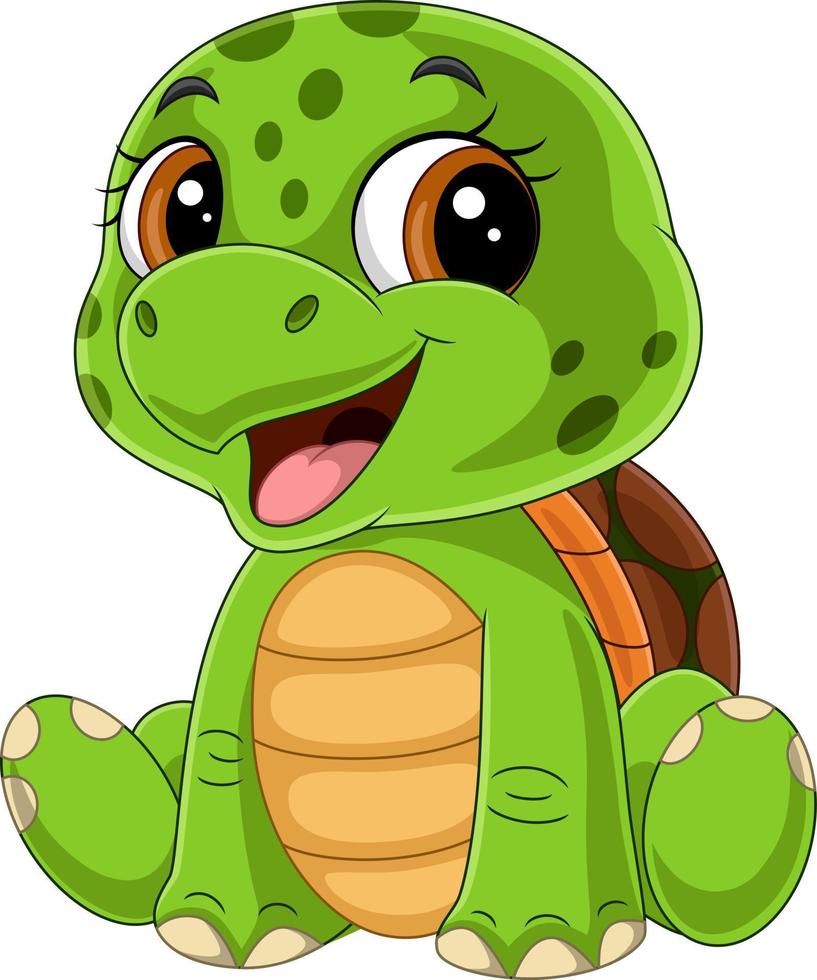 cartoon grappige babyschildpad zittend vector