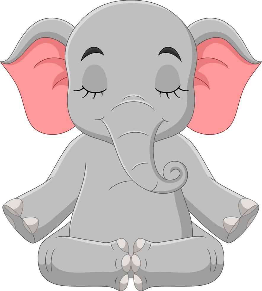 cartoon olifant zitten en mediteren vector