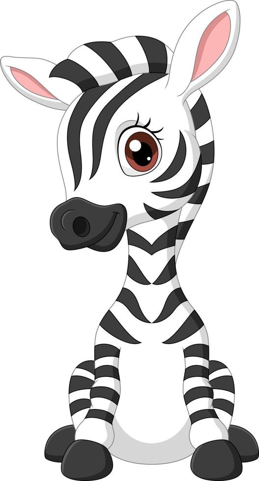 cartoon grappige baby zebra zitten vector