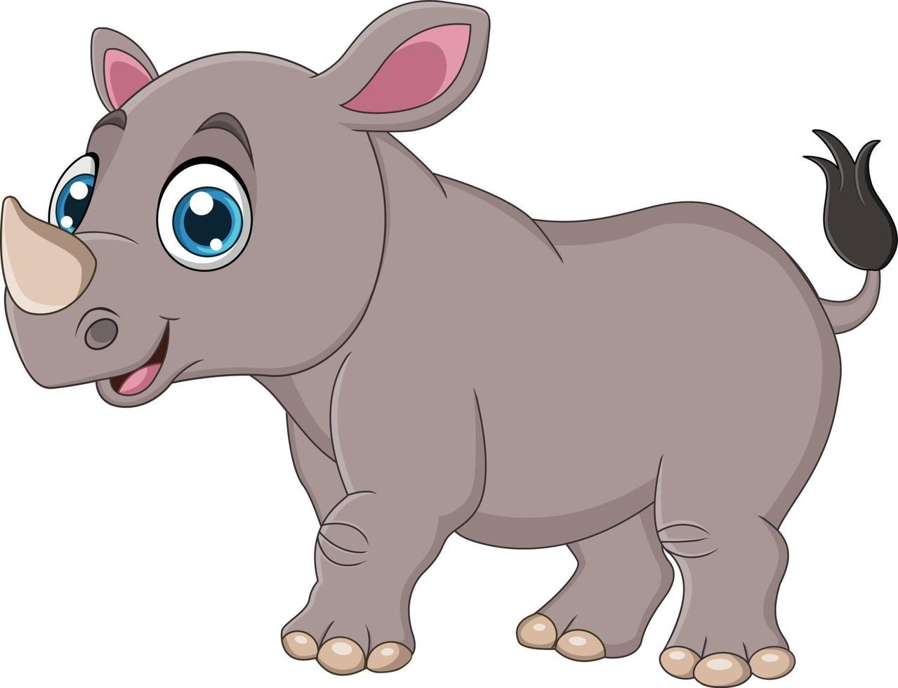 cartoon kleine neushoorn op witte achtergrond vector