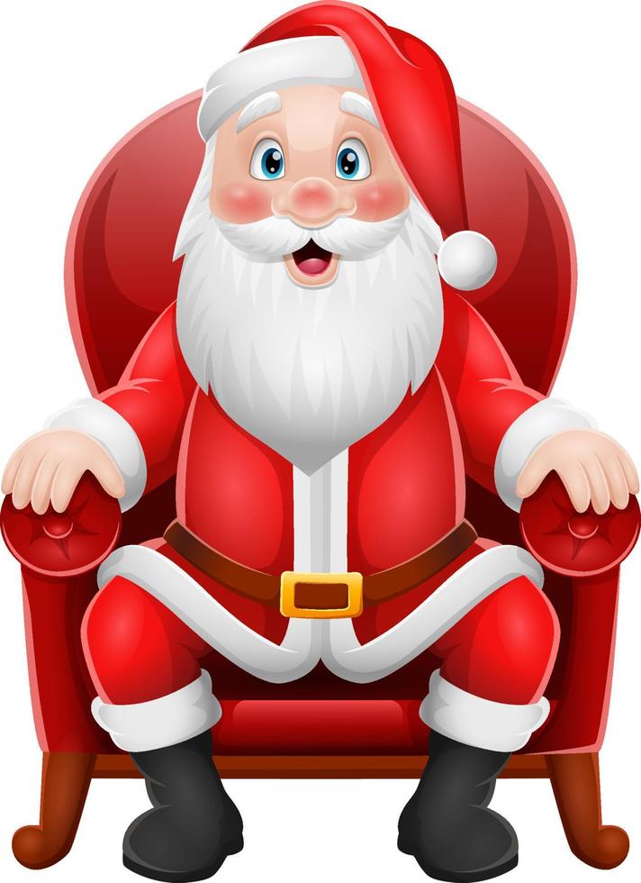 cartoon kerstman zittend in fauteuil vector