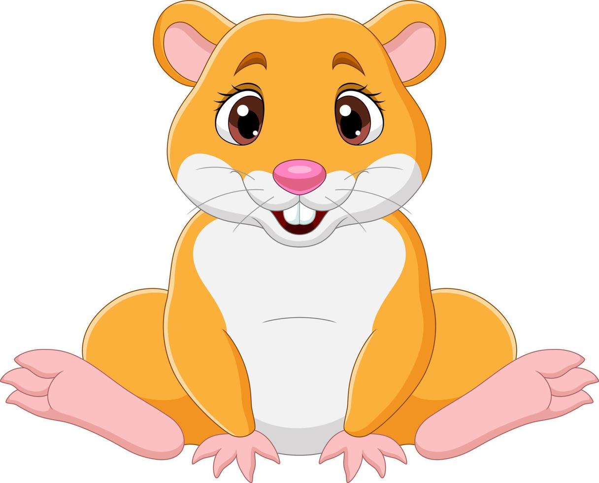 cartoon grappige baby hamster zittend vector