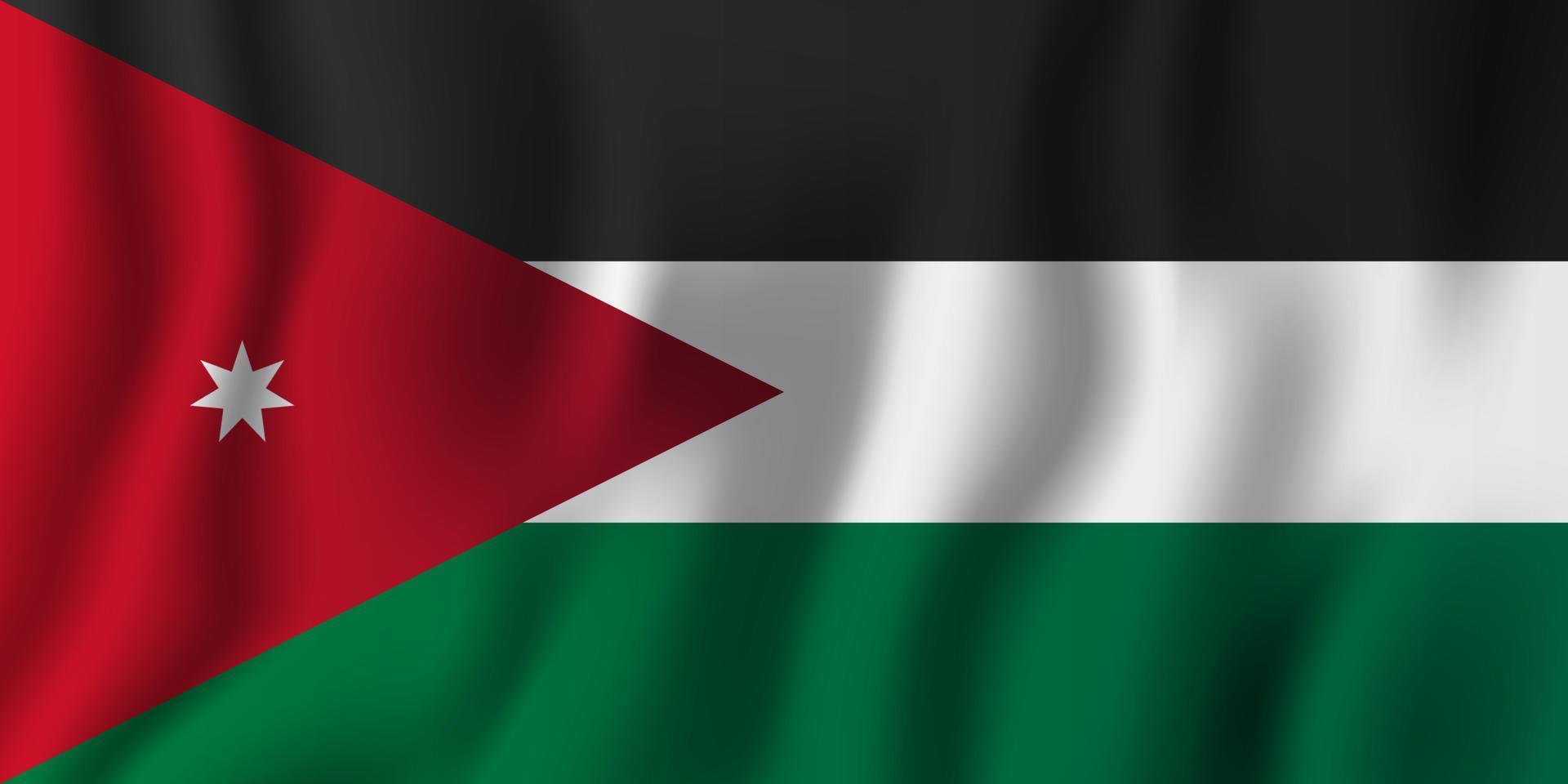 Jordanië realistische wapperende vlag vectorillustratie. nationale land achtergrond symbool. Onafhankelijkheidsdag vector