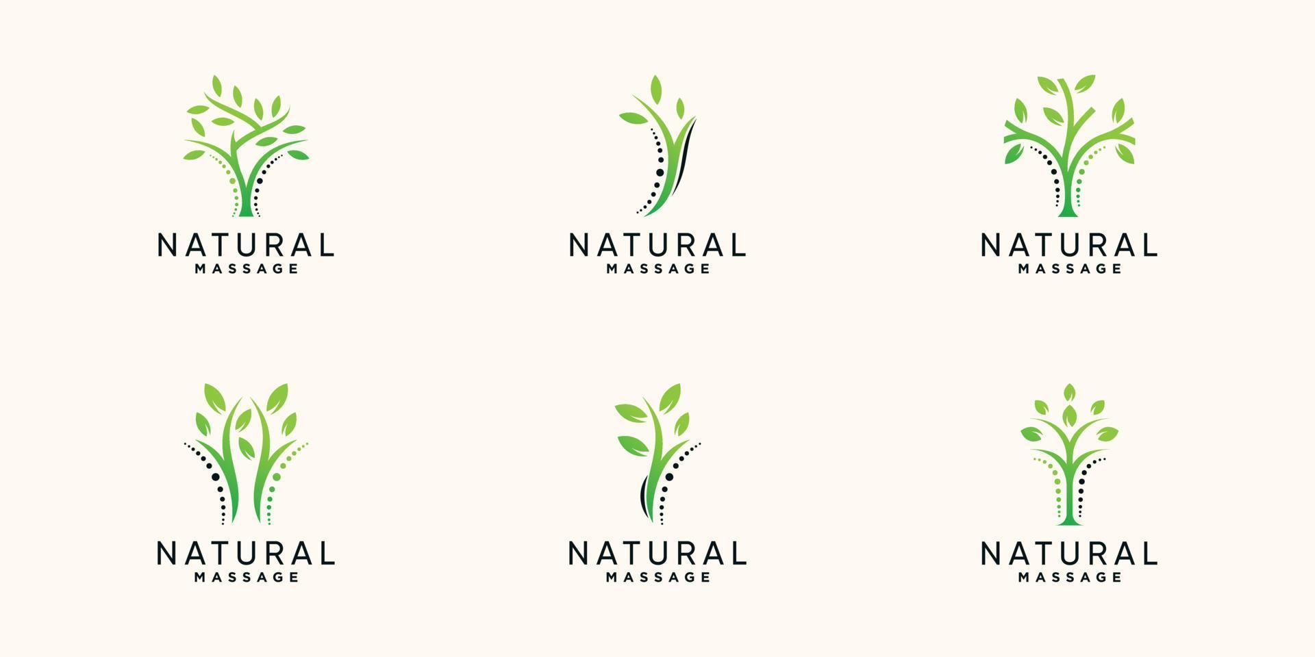 set bundel van chiropractie en natuurlijke massage-logo met creatieve, moderne concept premium vector