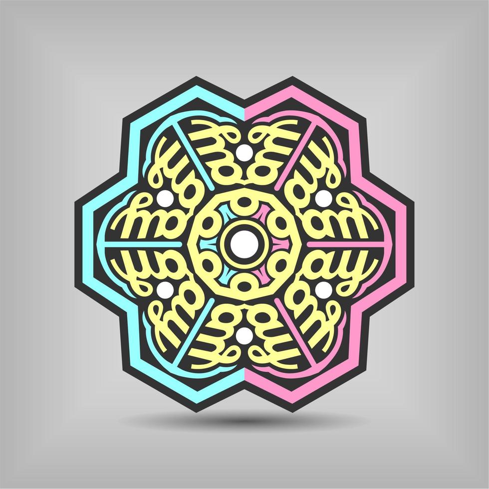 premium mandala kunst vector design met een mooie mix van kleuren gratis vector