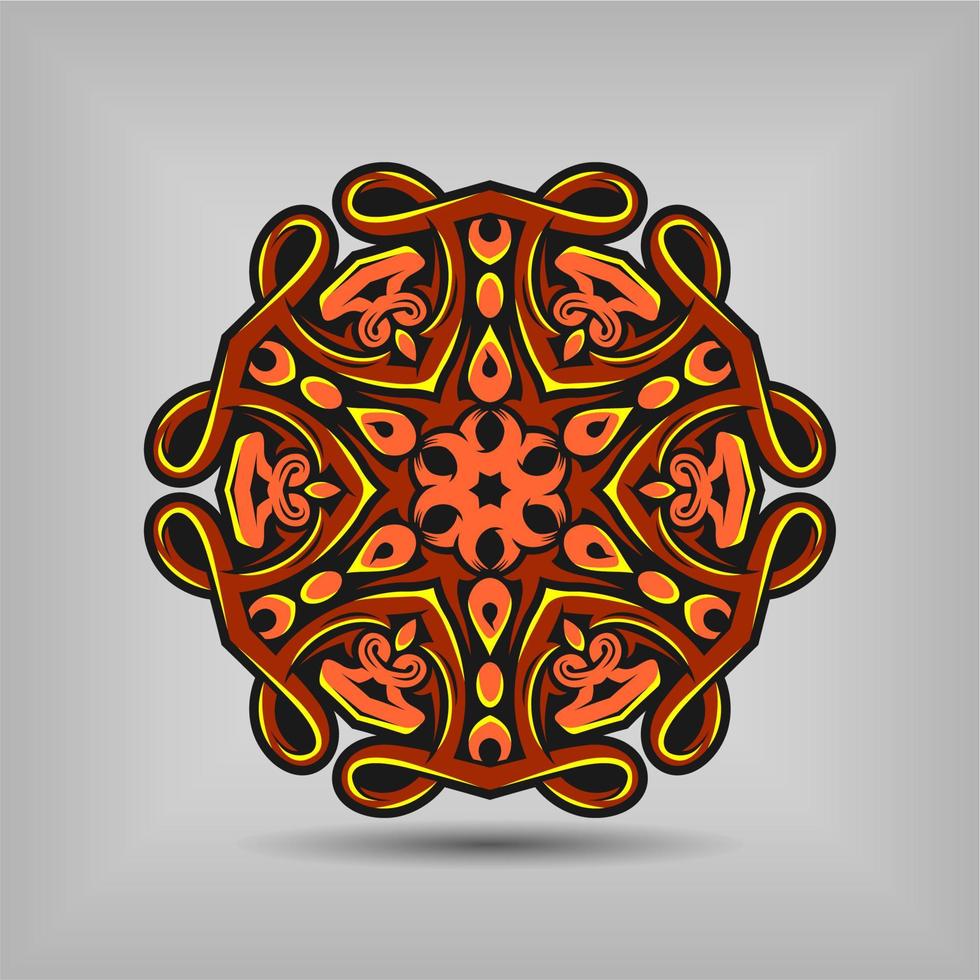 premium mandala kunst vector design met een mooie mix van kleuren gratis vector