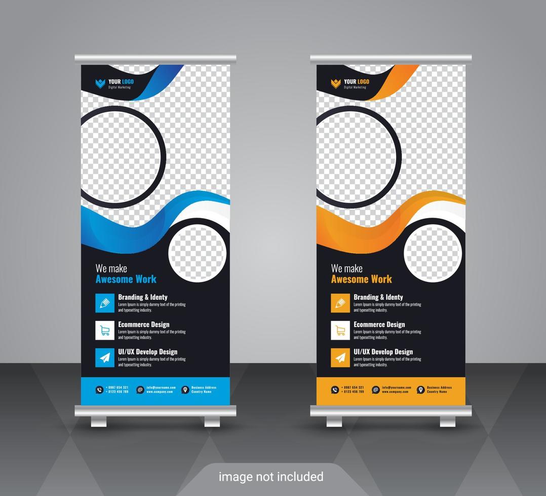 creatieve zakelijke en zakelijke roll-up banner ontwerpsjabloon vector