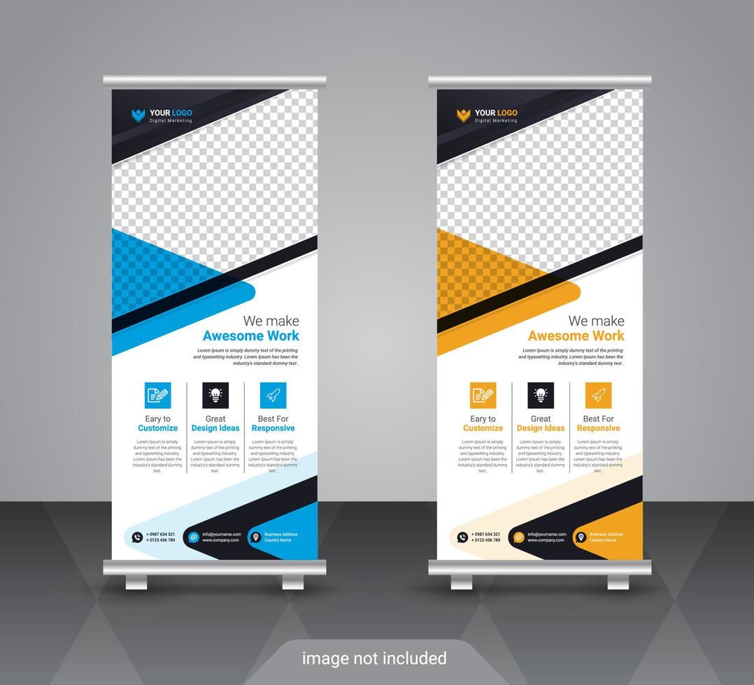 creatieve zakelijke en zakelijke roll-up banner ontwerpsjabloon vector