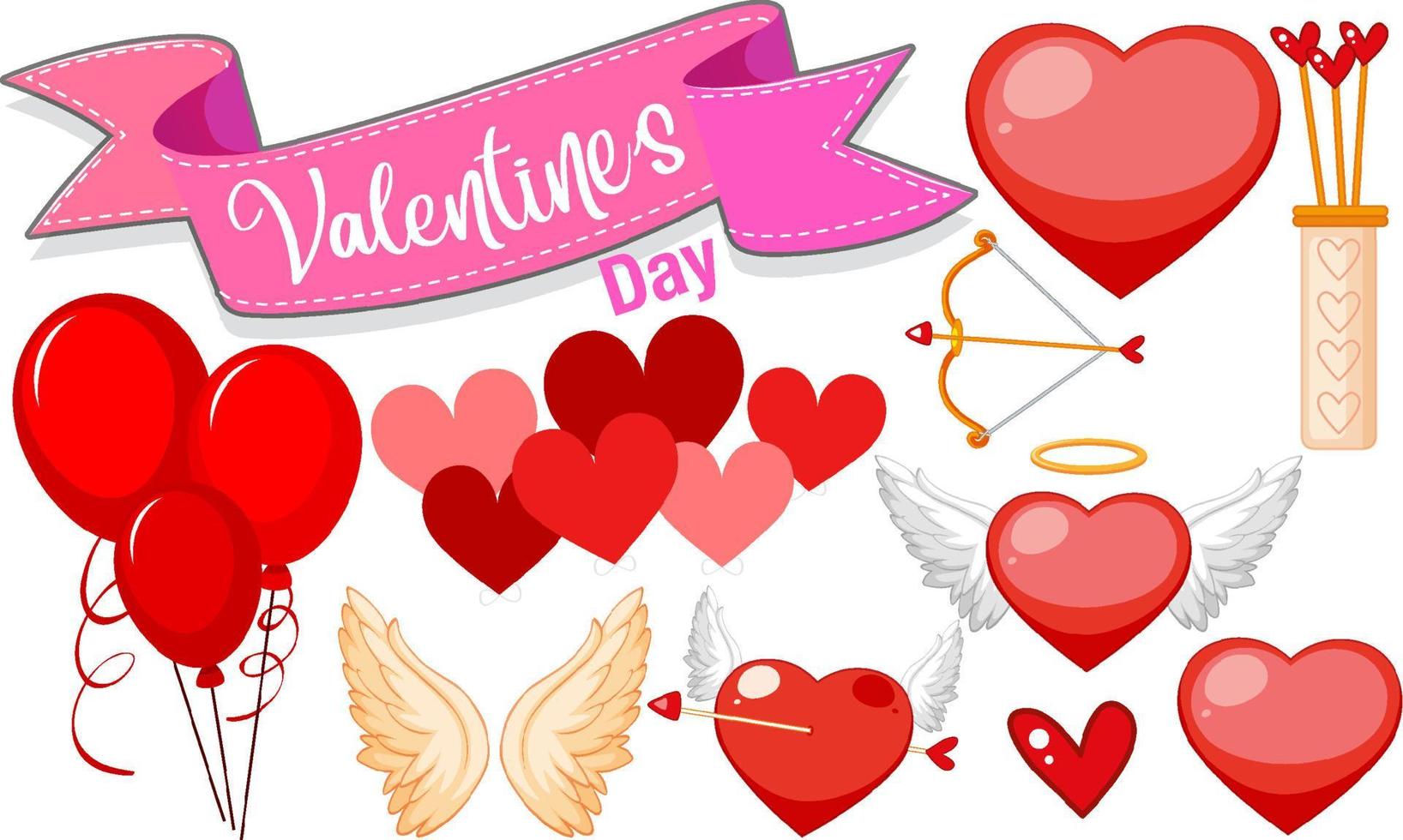 Valentijnsthema met hartjes en vleugels vector