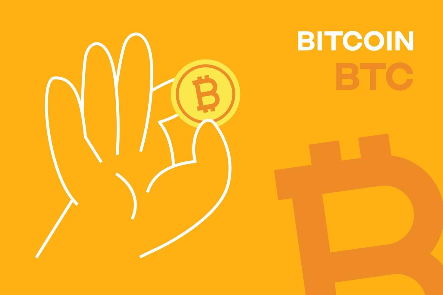 hand met bitcoin cryptocurrency bewerkbare vector. btc token illustratie. vector