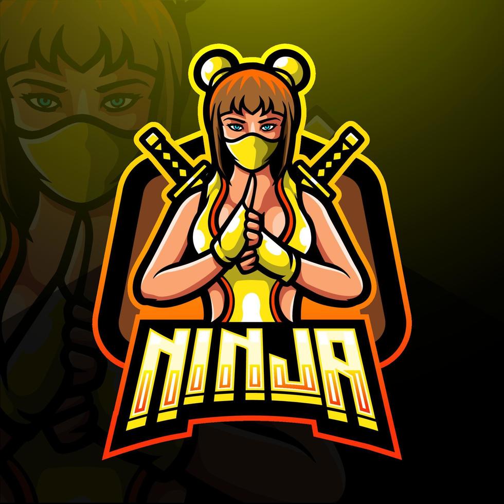 ninja-mascotte. esport-logo ontwerp vector