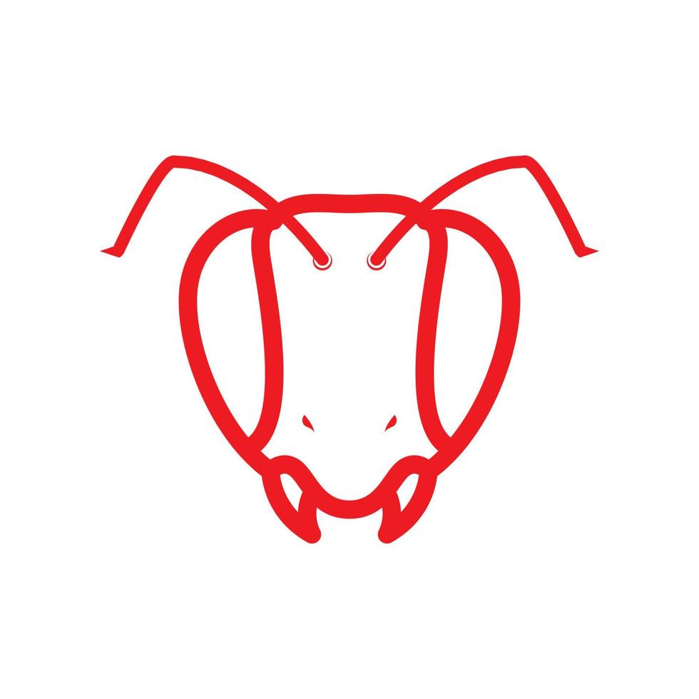 lijn hoofd minimalistische rode mier logo ontwerp, vector grafische symbool pictogram illustratie creatief idee