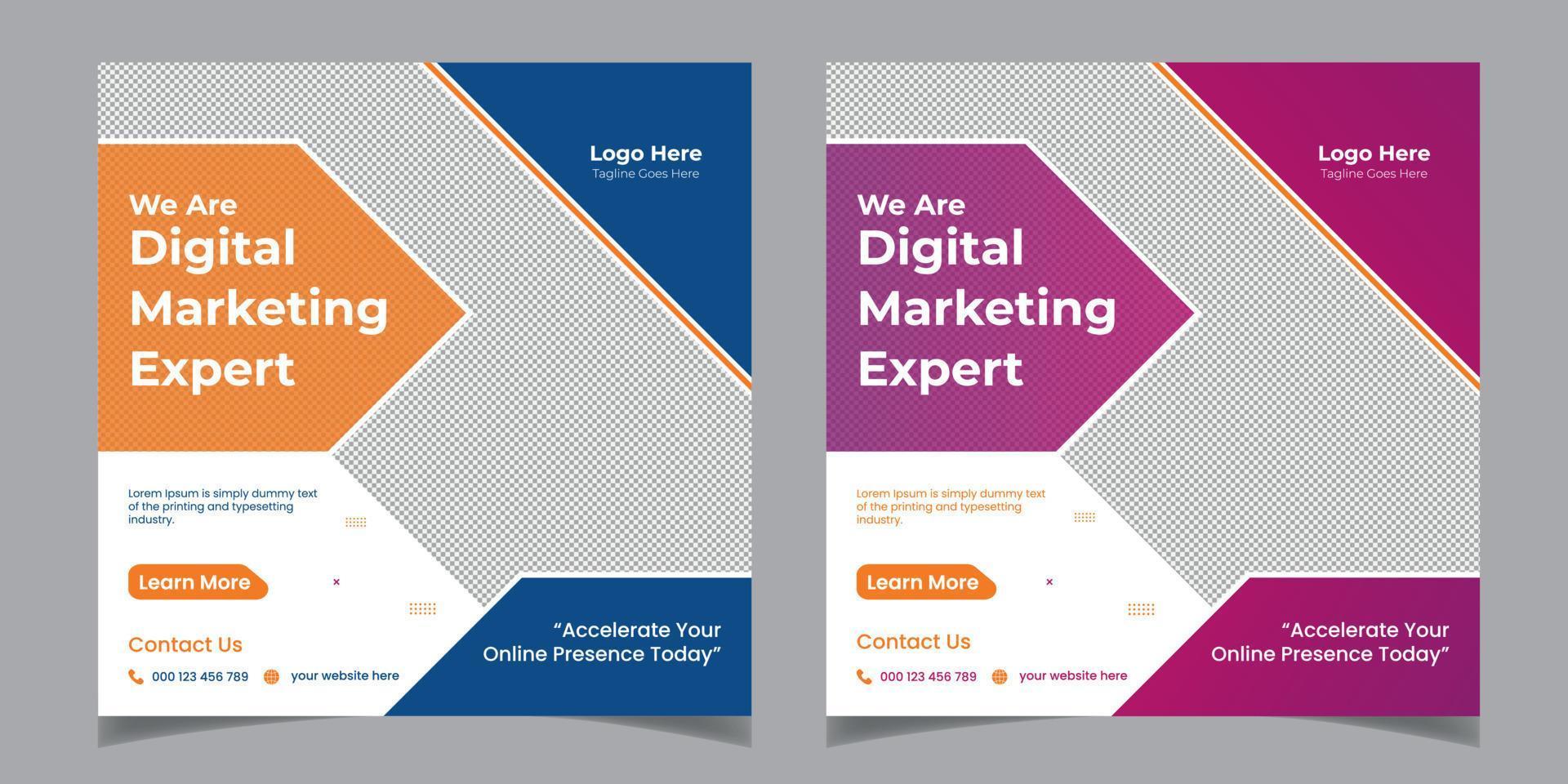 digitale marketingexpert zakelijke vierkante flyer sociale media post banner ontwerpsjabloon vector