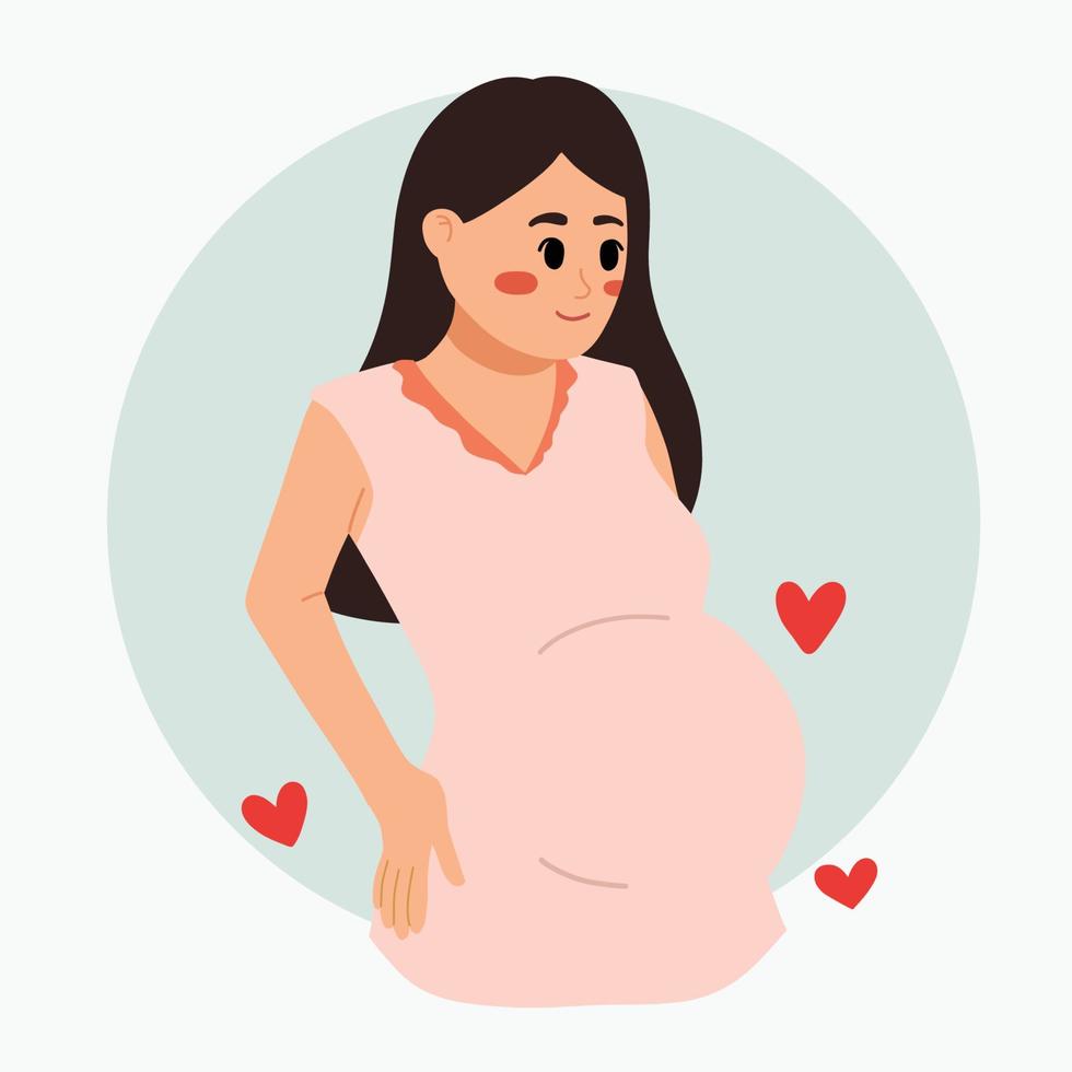 een gelukkige zwangere vrouw met babybuilillustratie vector